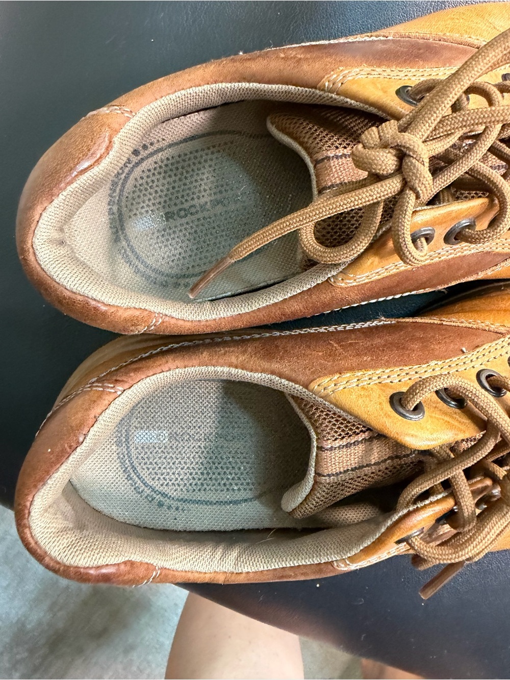 Rockport Men's Caramel Tan Leather Lace-Up Loafers Shoes - Picture 12 of 13